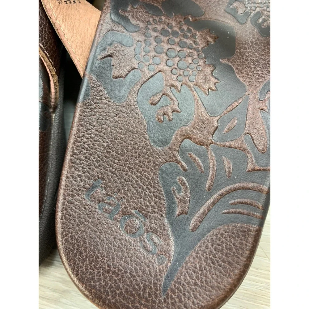 Taos Fortune Brown Leather Gemstone Strappy Sandals Women's 6 Comfort Shoes